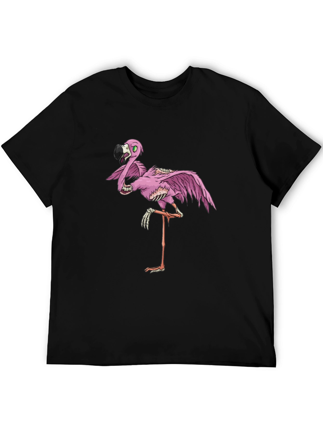Zombie Flamingo Black Graphic T-Shirt