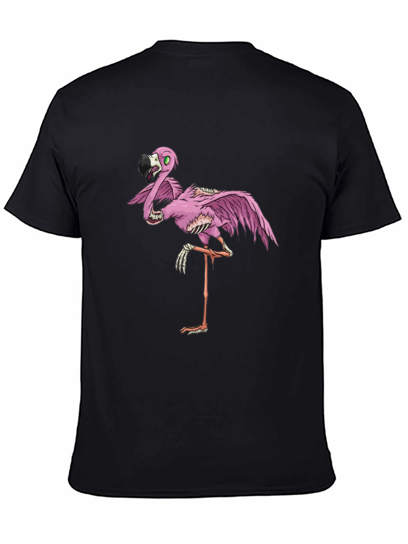 Zombie Flamingo Black Graphic T-Shirt