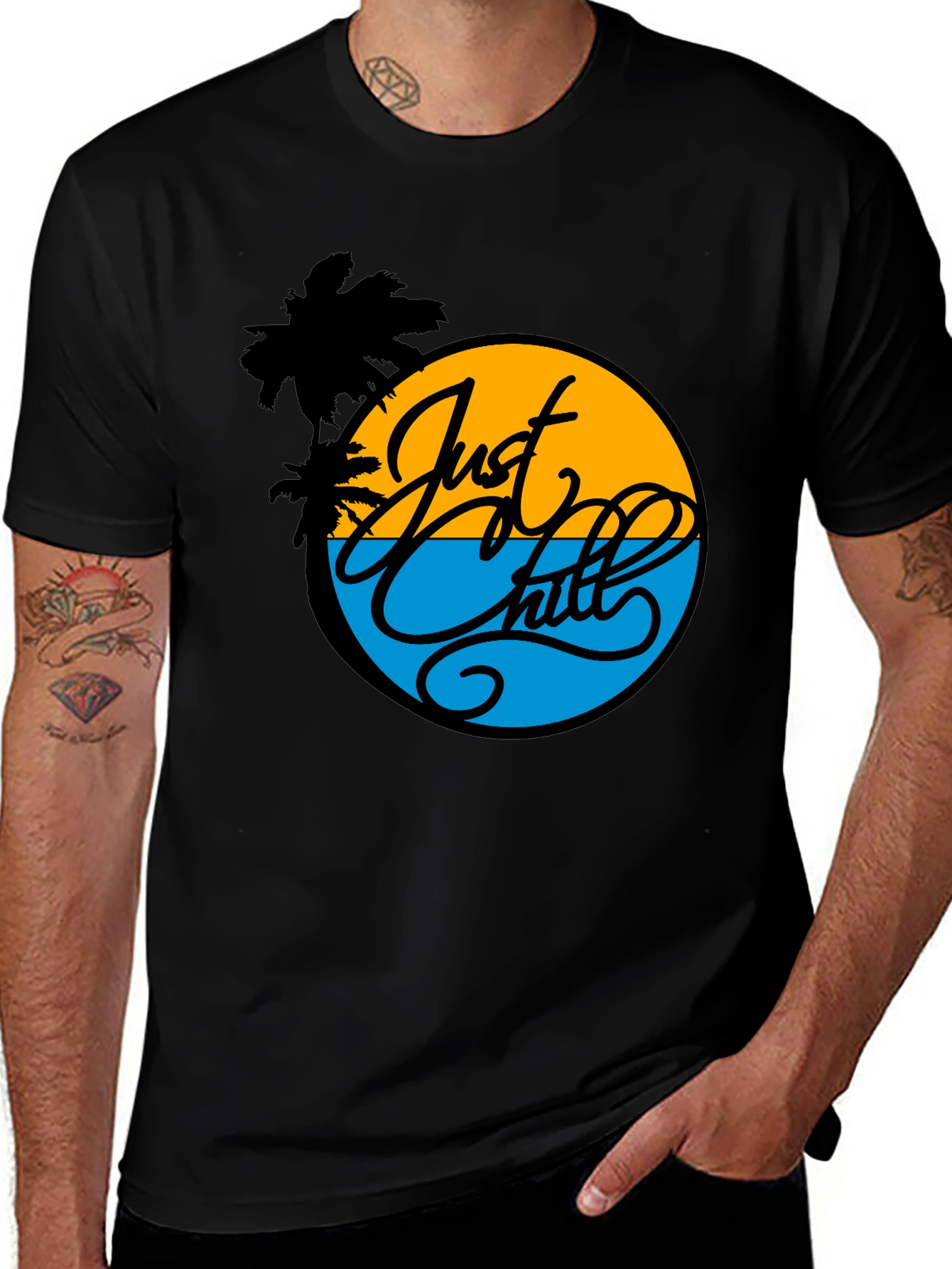 Just Chill Graphic Tee - Tropical Palm T-Shirt