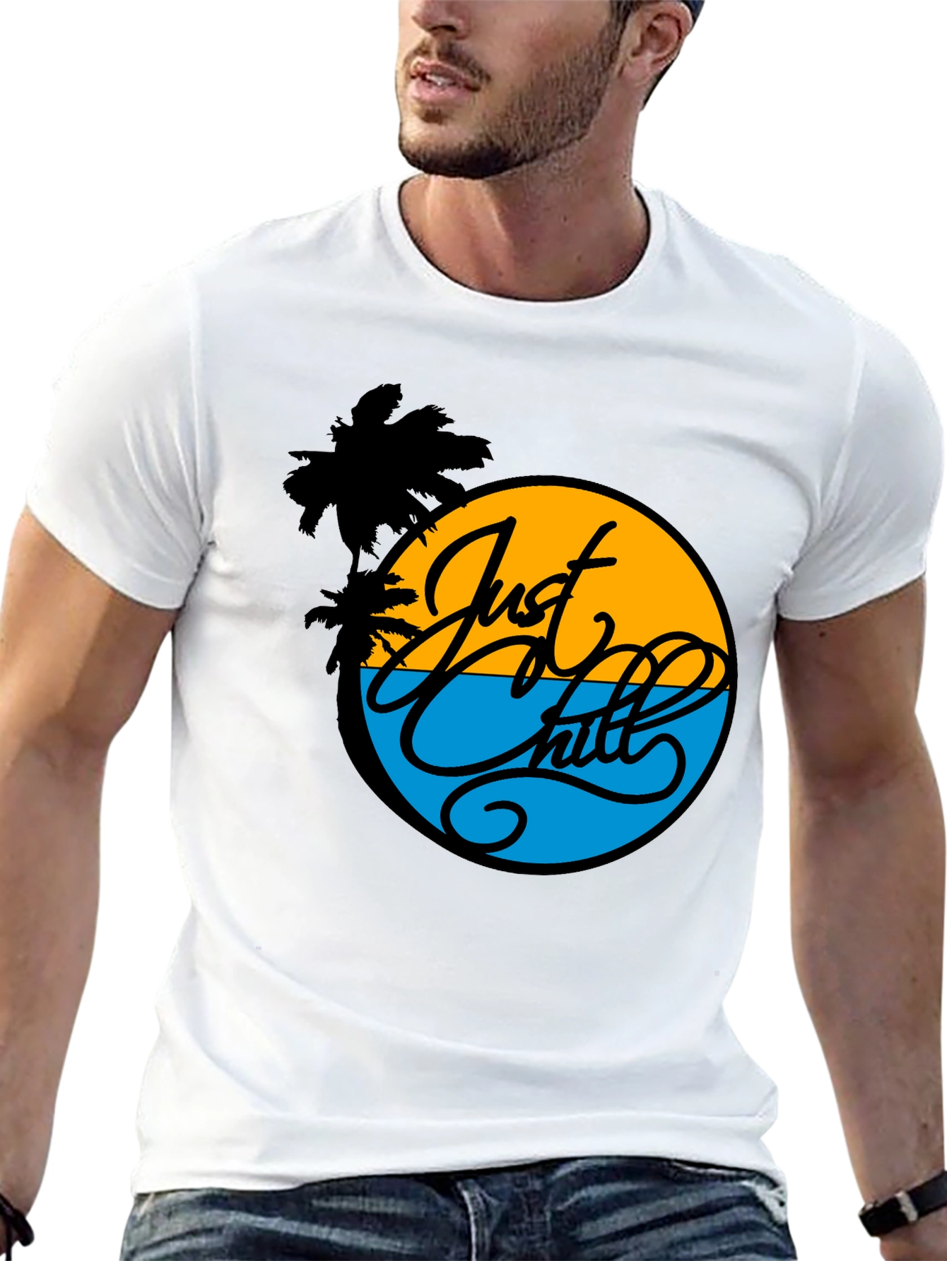 Just Chill Graphic Tee - Tropical Palm T-Shirt