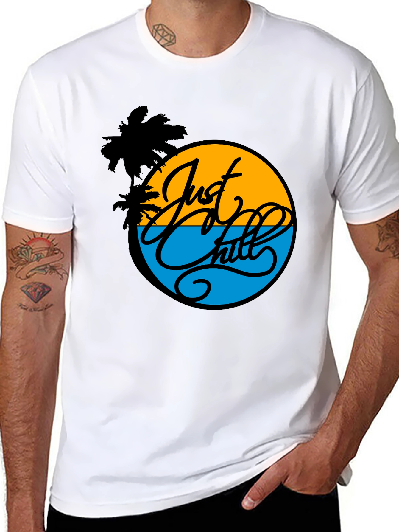 Just Chill Graphic Tee - Tropical Palm T-Shirt