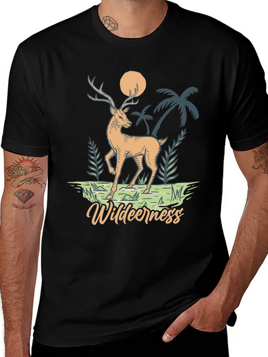 Wilderness Deer Graphic T-Shirt - Nature Inspired Design