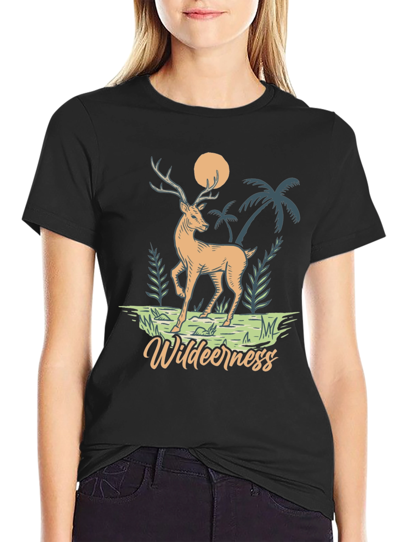 Wilderness Deer Graphic T-Shirt - Nature Inspired Design