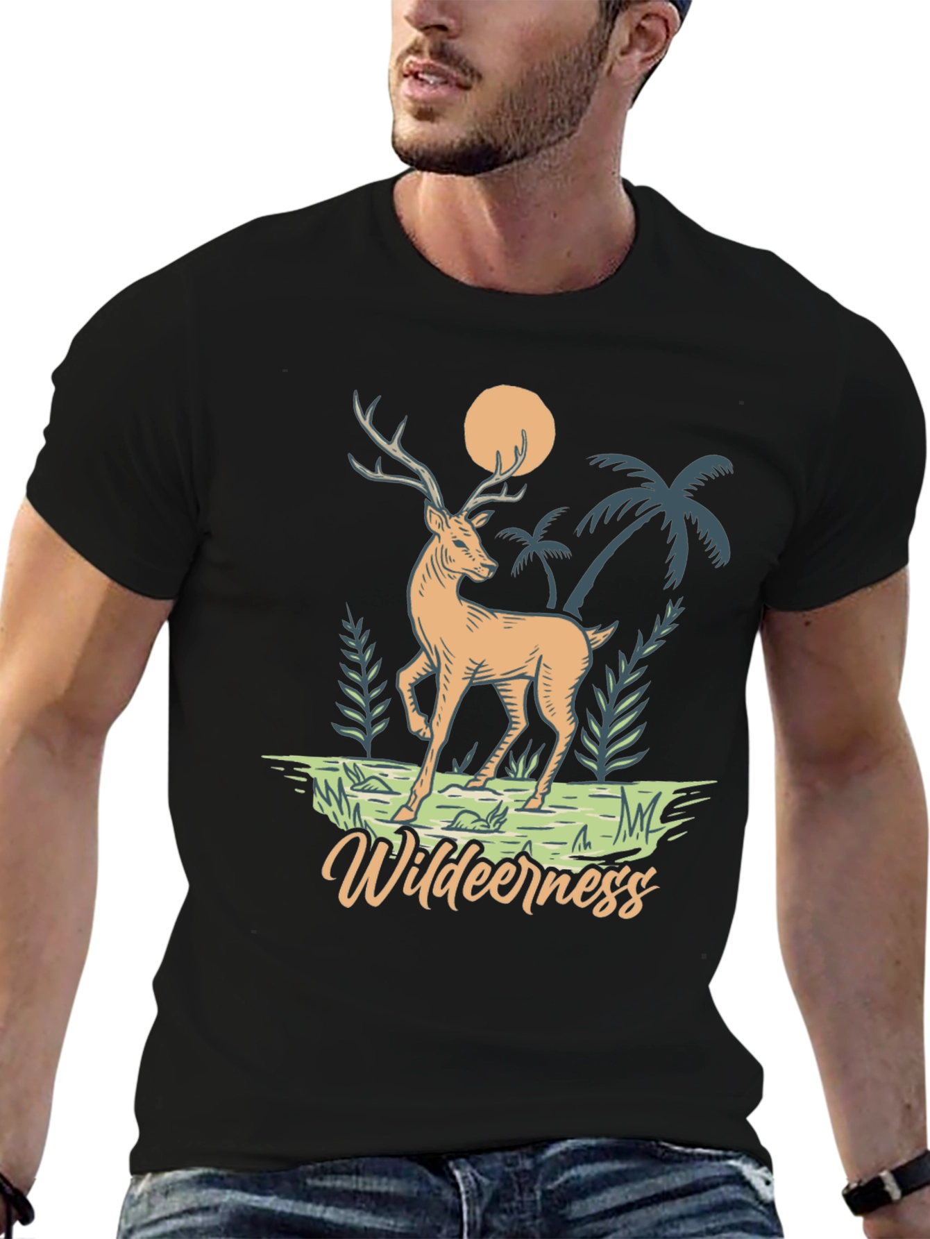Wilderness Deer Graphic T-Shirt - Nature Inspired Design