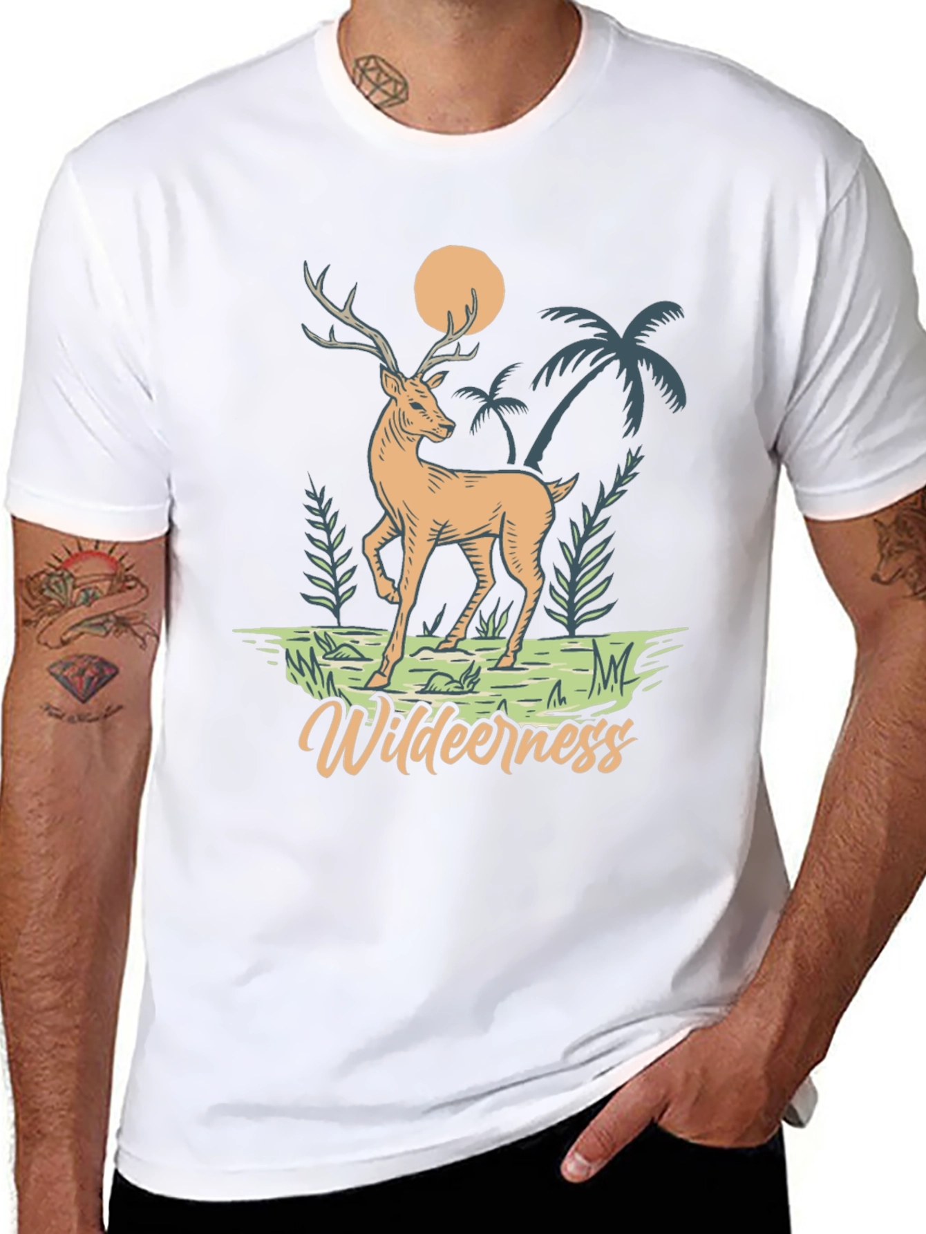 Wilderness Deer Graphic T-Shirt - Nature Inspired Design