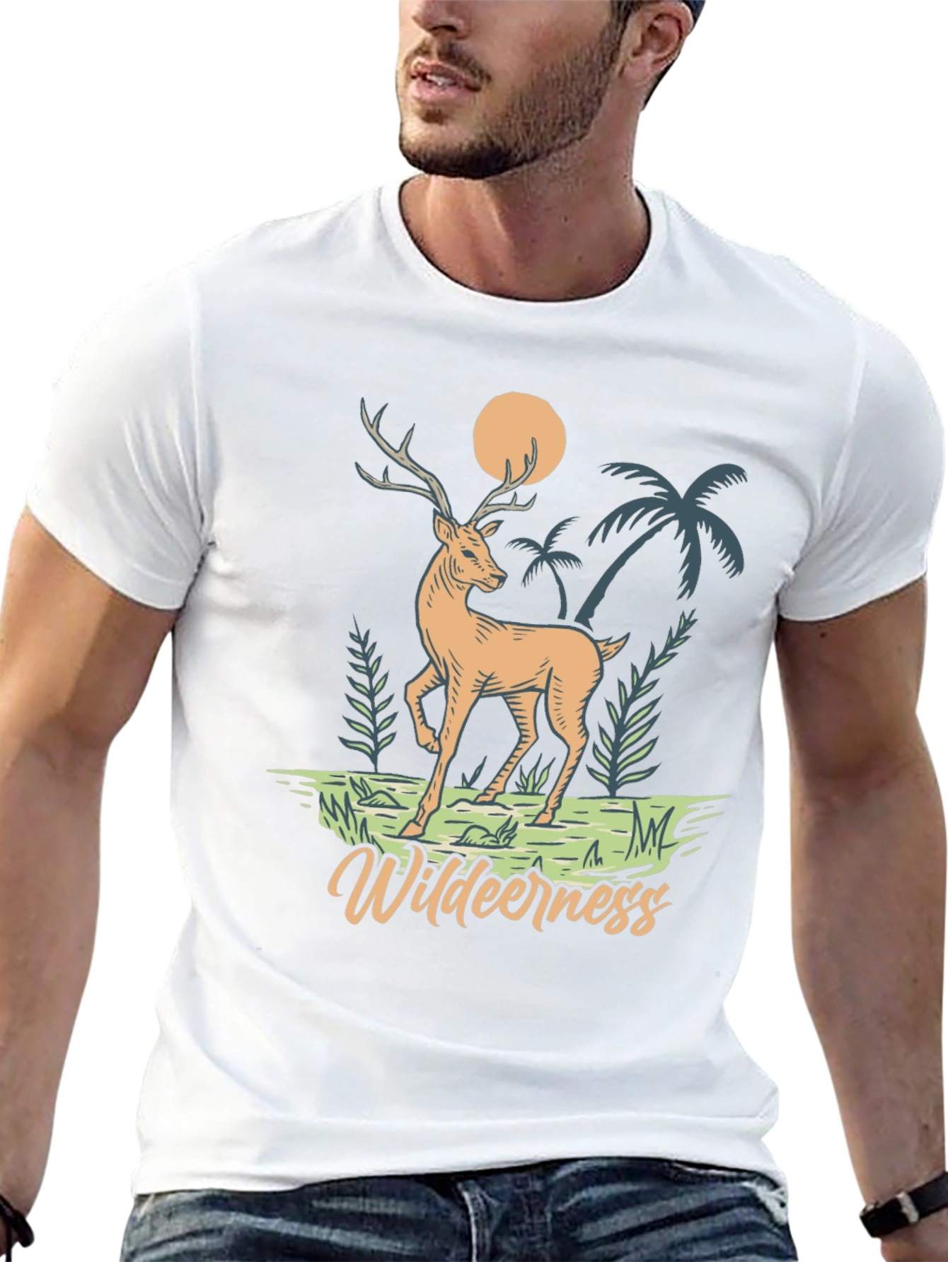Wilderness Deer Graphic T-Shirt - Nature Inspired Design