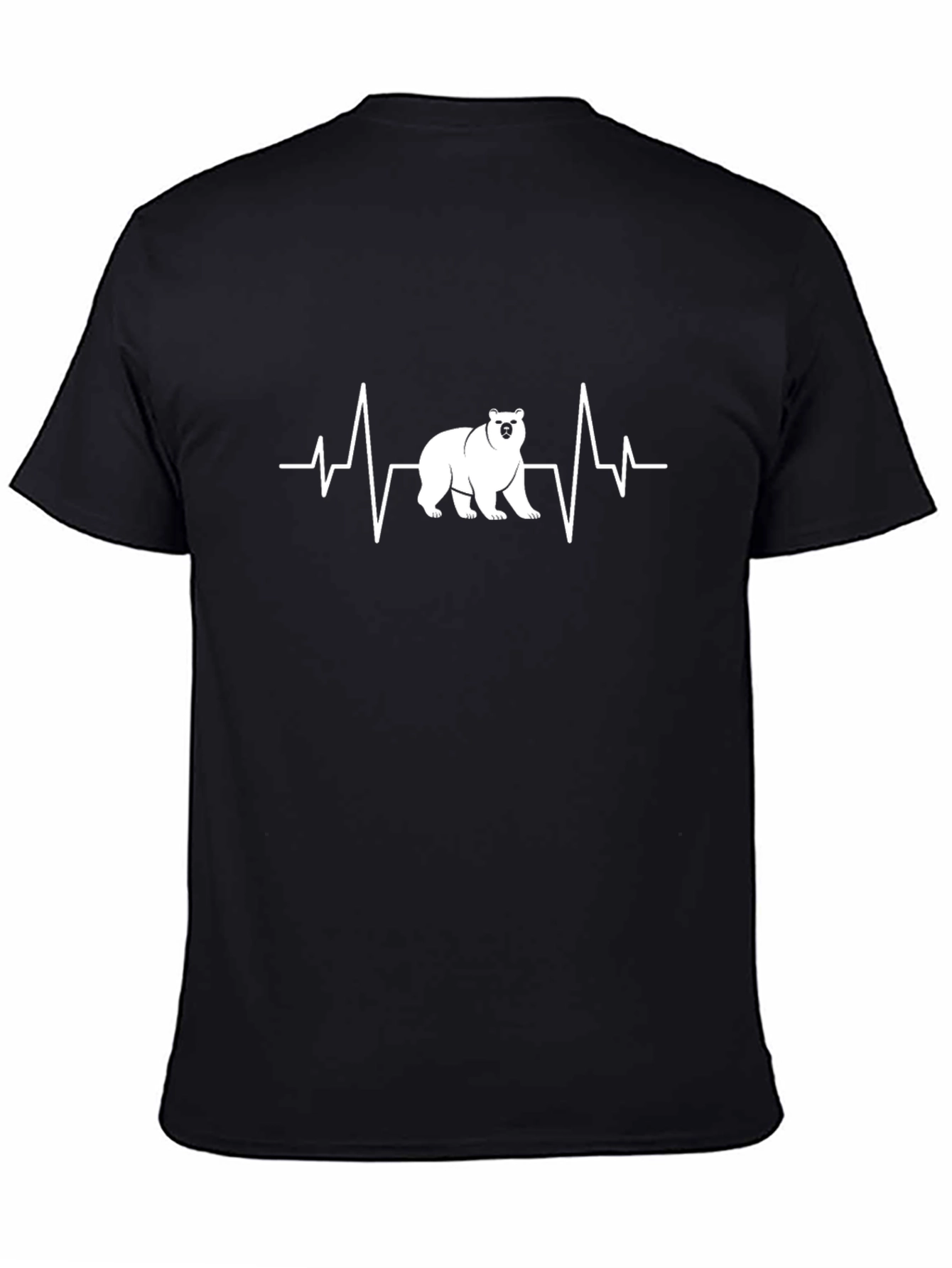 Bear Heartbeat T-Shirt - Black Crew Neck Tee