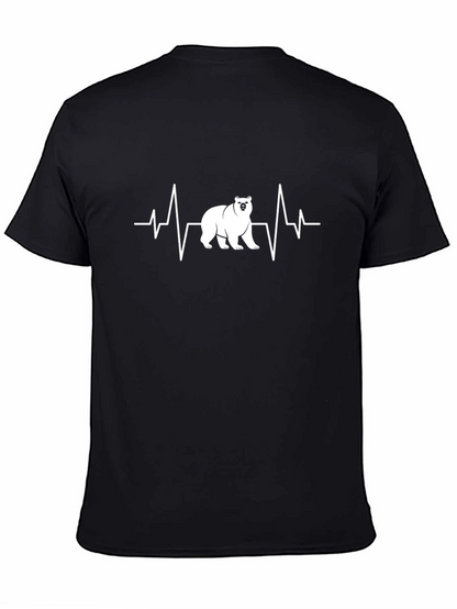 Bear Heartbeat T-Shirt - Black Crew Neck Tee