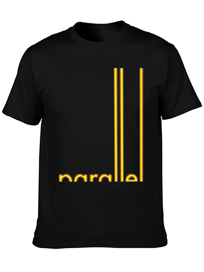Parallel Lines Graphic Black T-Shirt