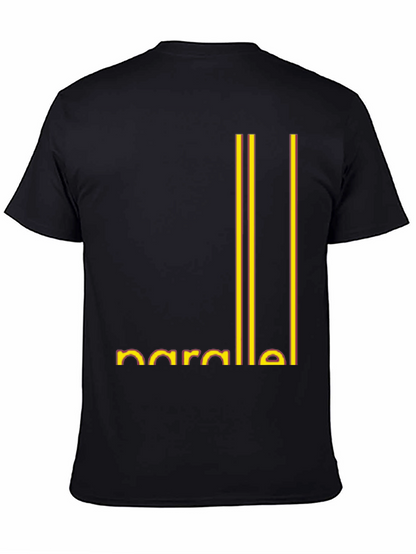 Parallel Lines Graphic Black T-Shirt
