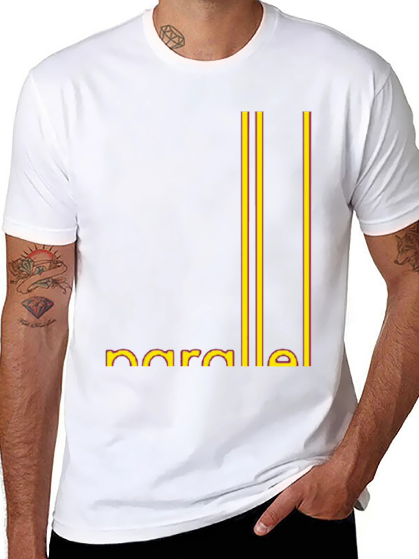 Parallel Lines Graphic Black T-Shirt