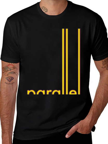 Parallel Lines Graphic Black T-Shirt