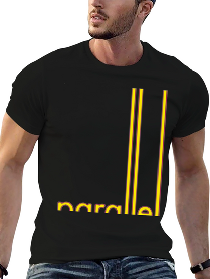 Parallel Lines Graphic Black T-Shirt