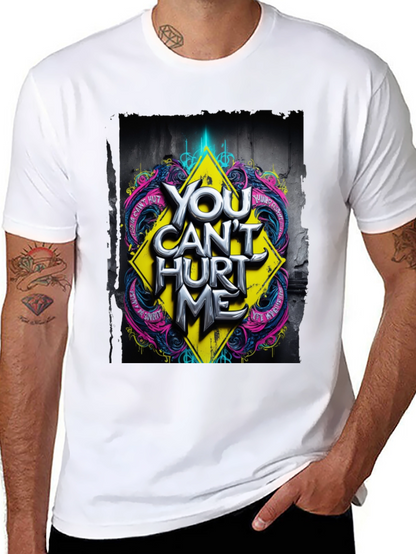 Edgy You Cant Hurt Me Graphic Black T-Shirt