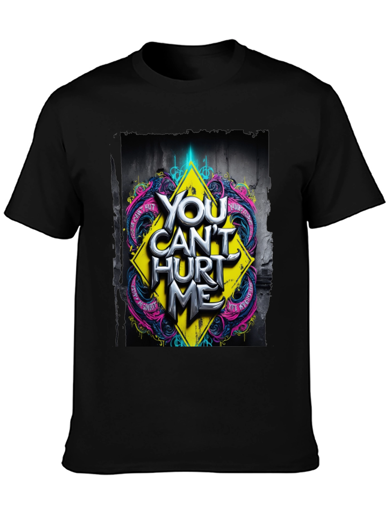 Edgy You Cant Hurt Me Graphic Black T-Shirt