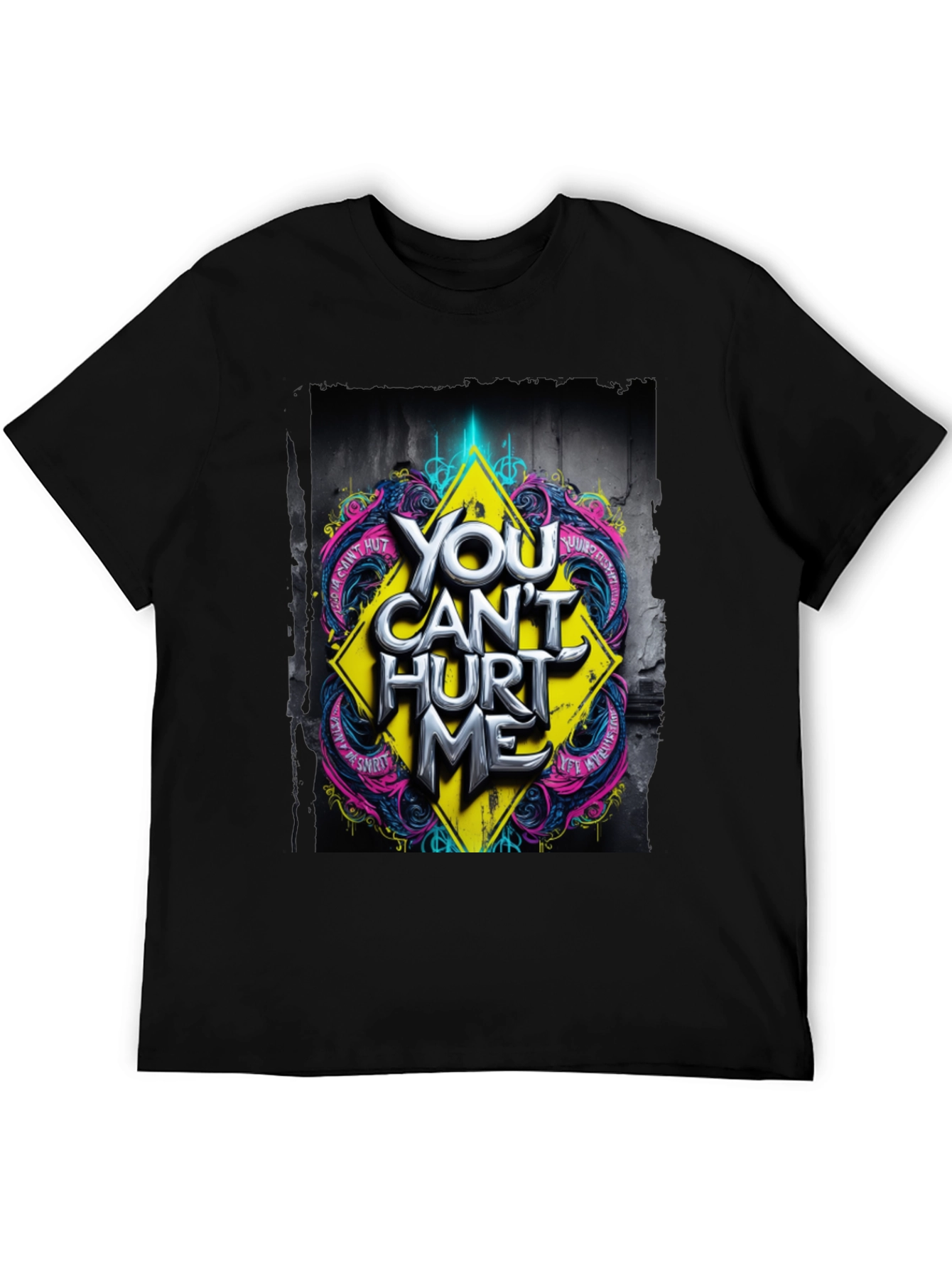 Edgy You Cant Hurt Me Graphic Black T-Shirt