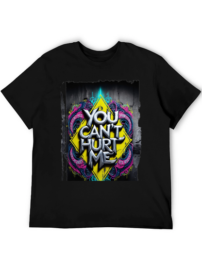 Edgy You Cant Hurt Me Graphic Black T-Shirt