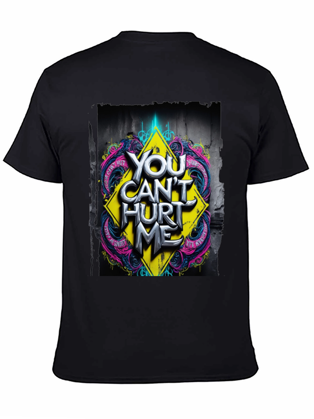 Edgy You Cant Hurt Me Graphic Black T-Shirt