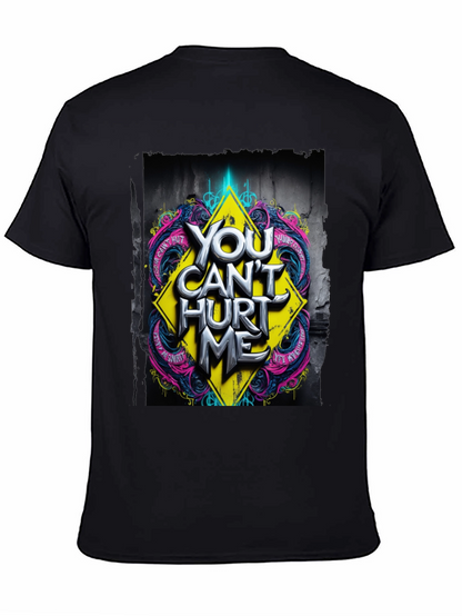 Edgy You Cant Hurt Me Graphic Black T-Shirt