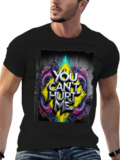 Edgy You Cant Hurt Me Graphic Black T-Shirt
