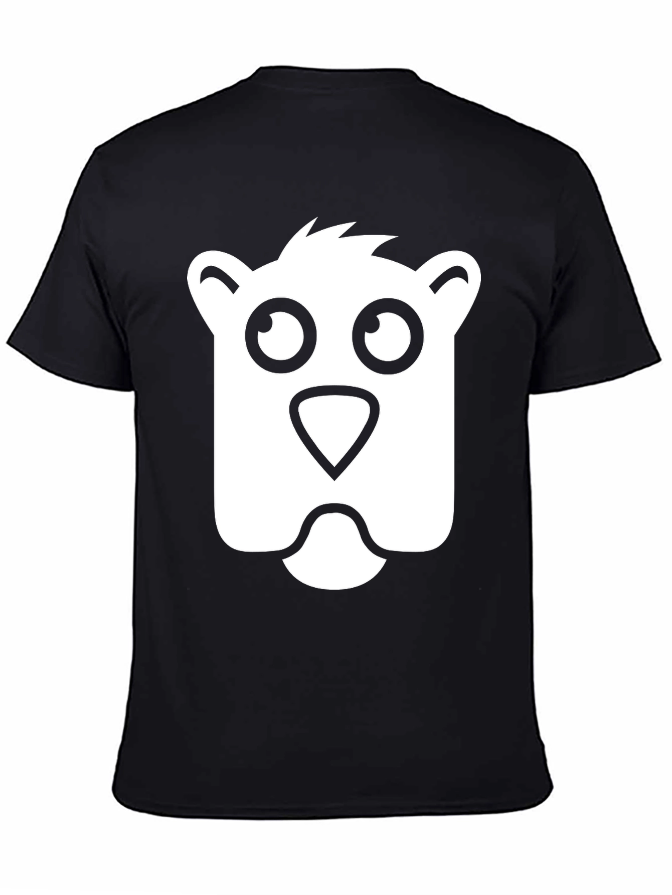 Cartoon Bear Face Black T-Shirt