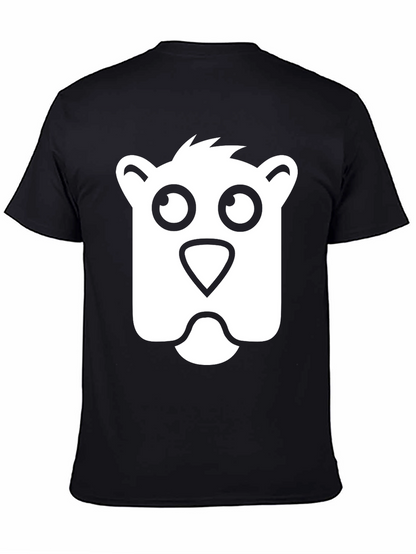 Cartoon Bear Face Black T-Shirt