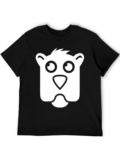 Cartoon Bear Face Black T-Shirt