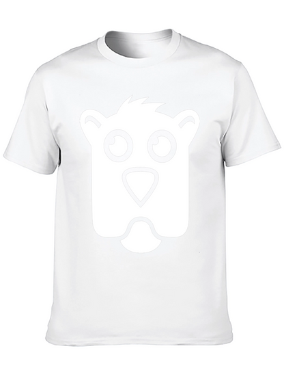 Cartoon Bear Face Black T-Shirt