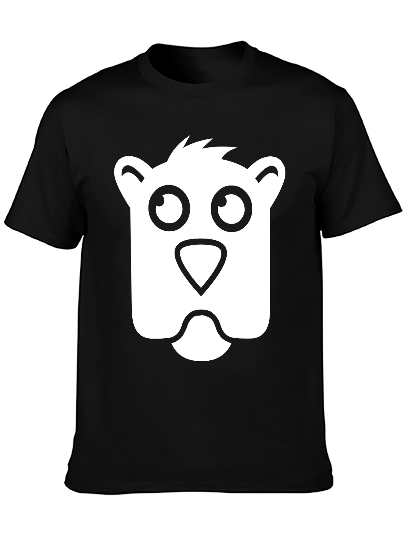 Cartoon Bear Face Black T-Shirt