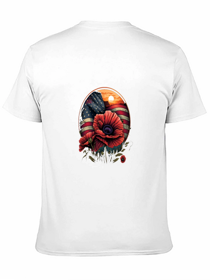 Patriotic Poppy T-Shirt: American Flag Floral Design