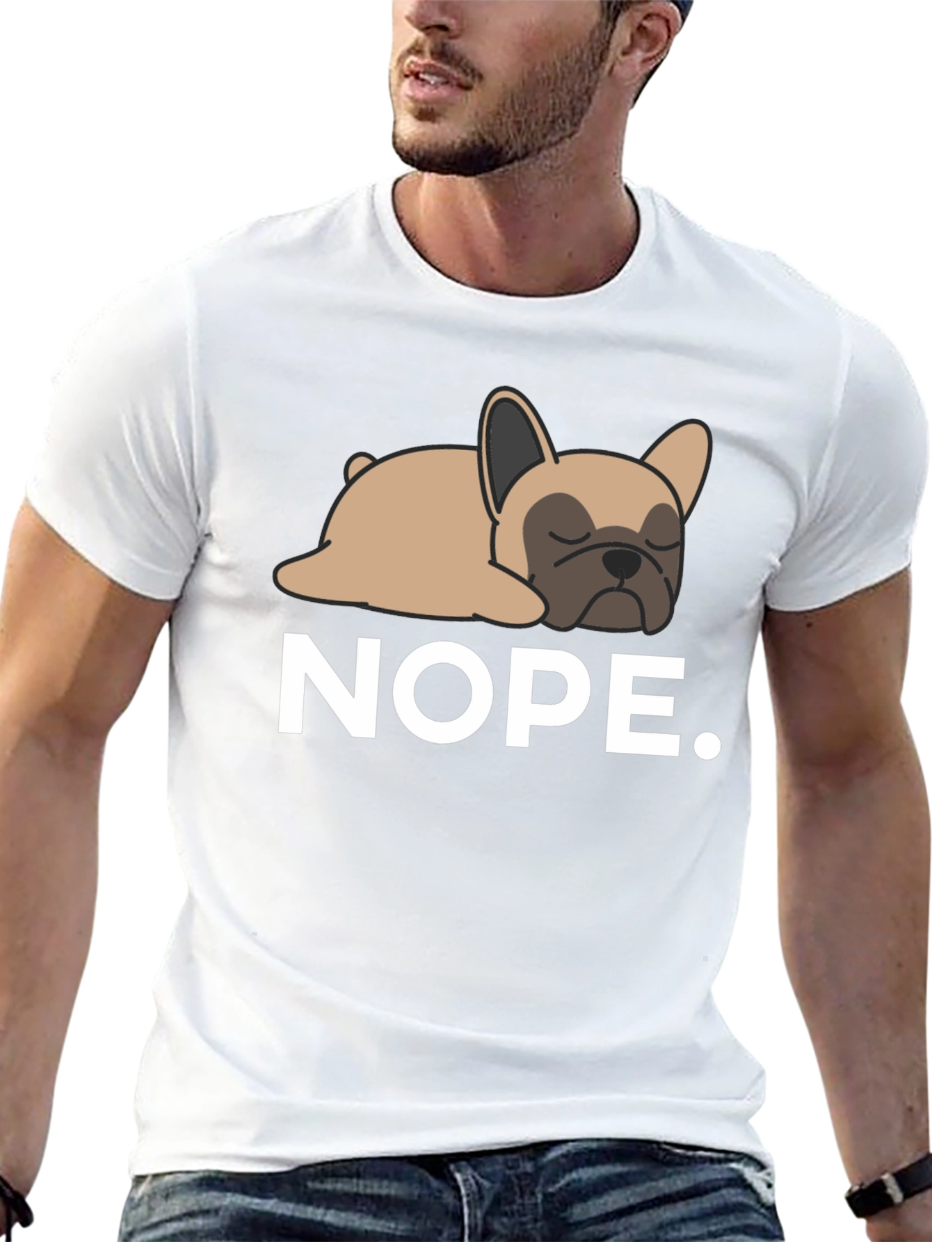 Nope Frenchie Tee - Relaxed Dog Graphic T-Shirt