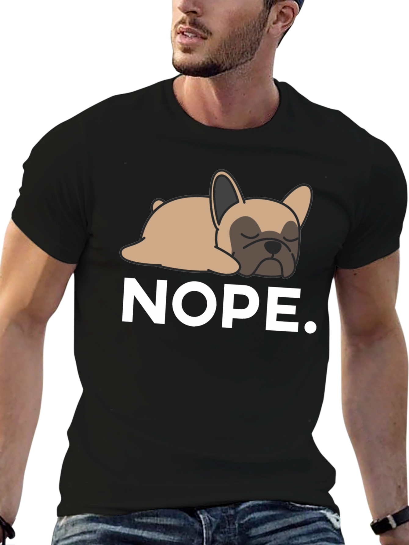Nope Frenchie Tee - Relaxed Dog Graphic T-Shirt