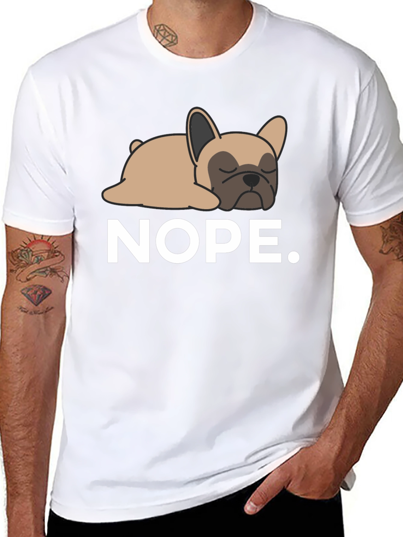 Nope Frenchie Tee - Relaxed Dog Graphic T-Shirt