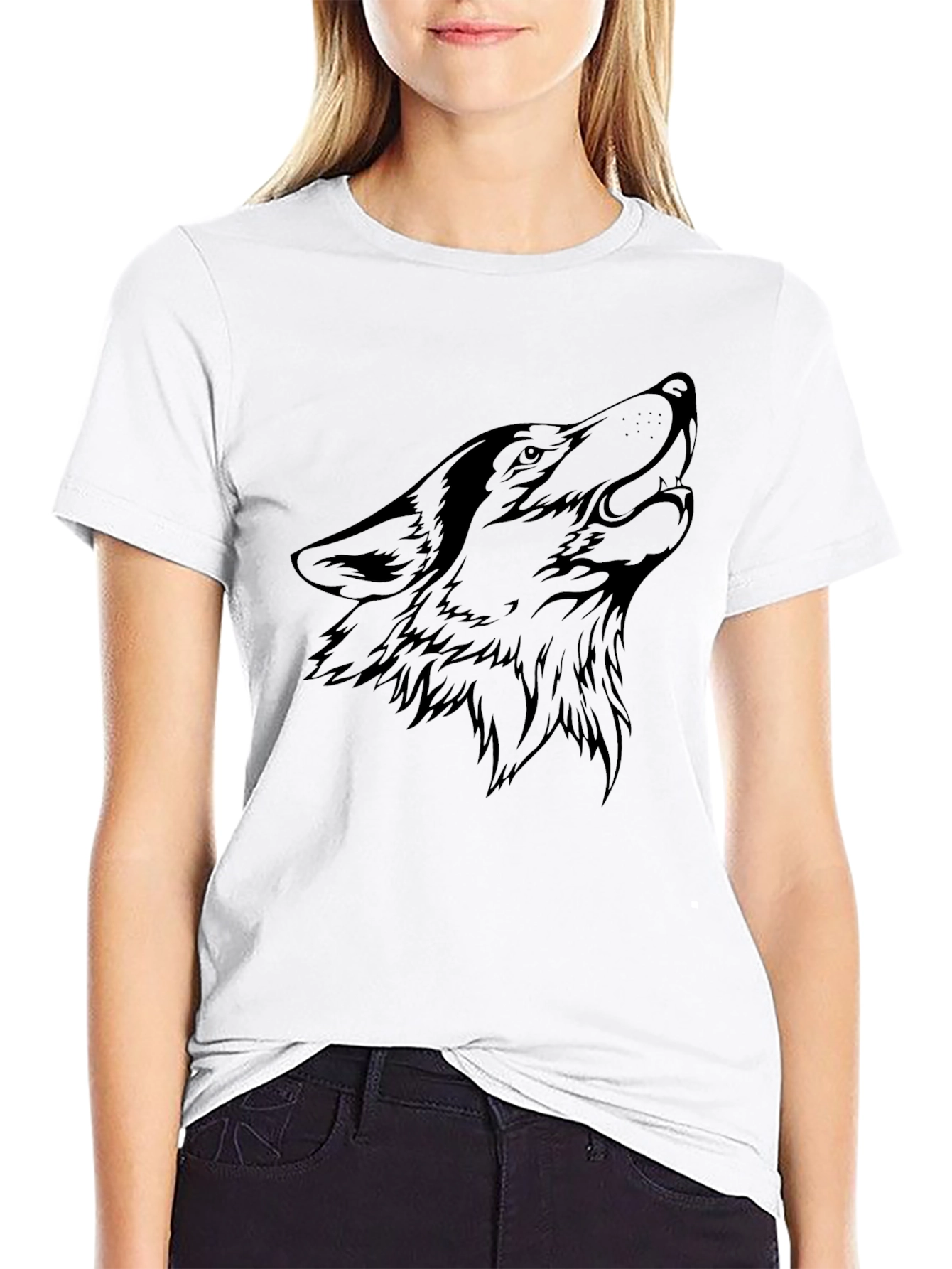 Black Wolf Graphic Tee - Mens Casual T-Shirt