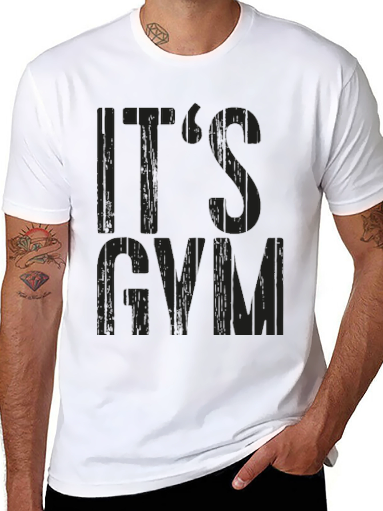 Its Gym Time Black Graphic Tee Shirt