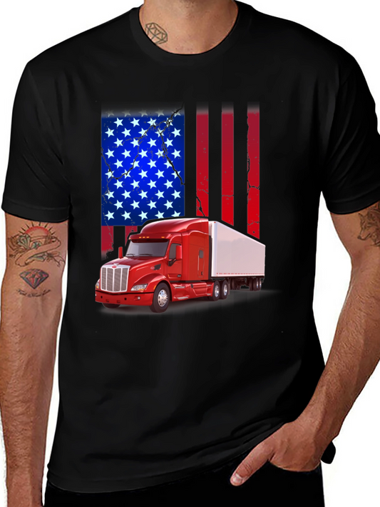 American Flag Trucker T-Shirt - Patriotic Design