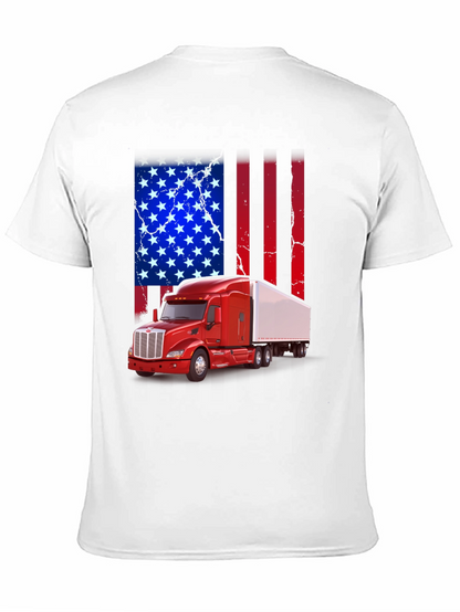 American Flag Trucker T-Shirt - Patriotic Design