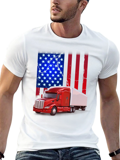 American Flag Trucker T-Shirt - Patriotic Design