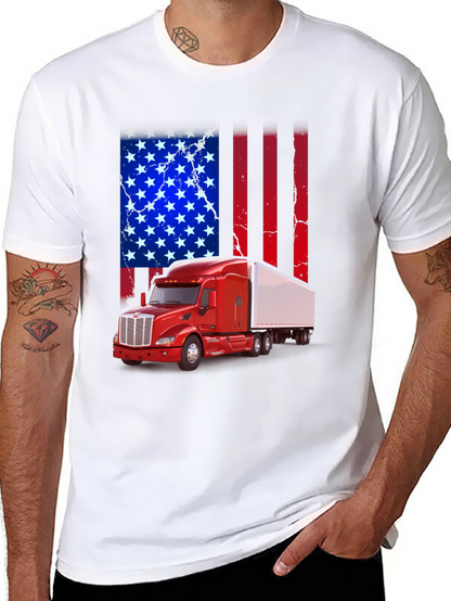 American Flag Trucker T-Shirt - Patriotic Design