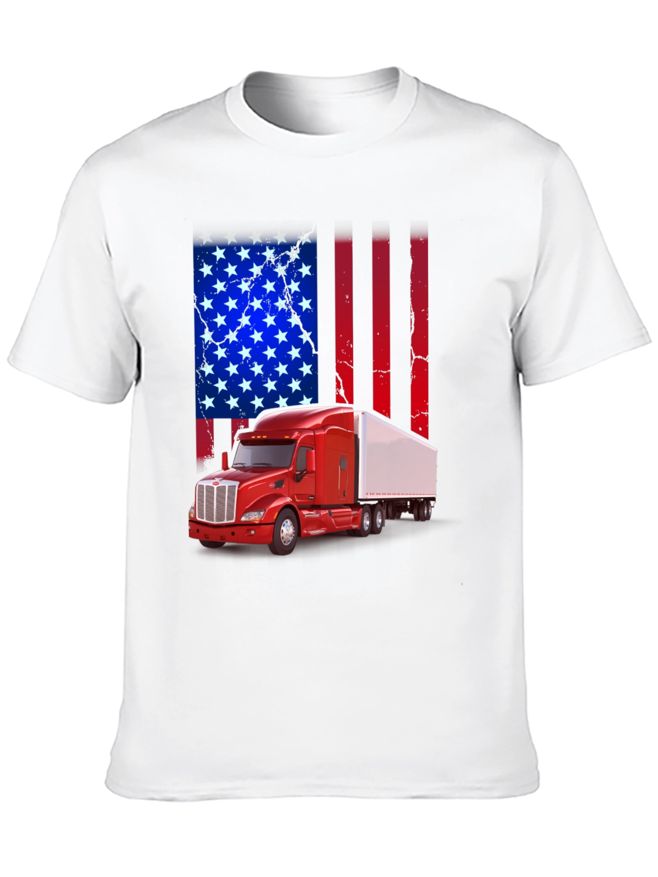 American Flag Trucker T-Shirt - Patriotic Design