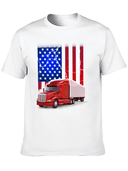 American Flag Trucker T-Shirt - Patriotic Design