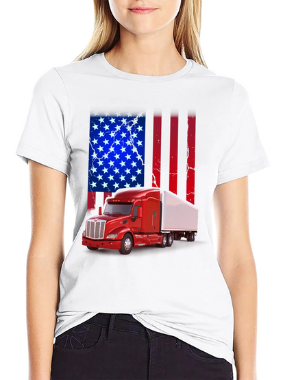 American Flag Trucker T-Shirt - Patriotic Design