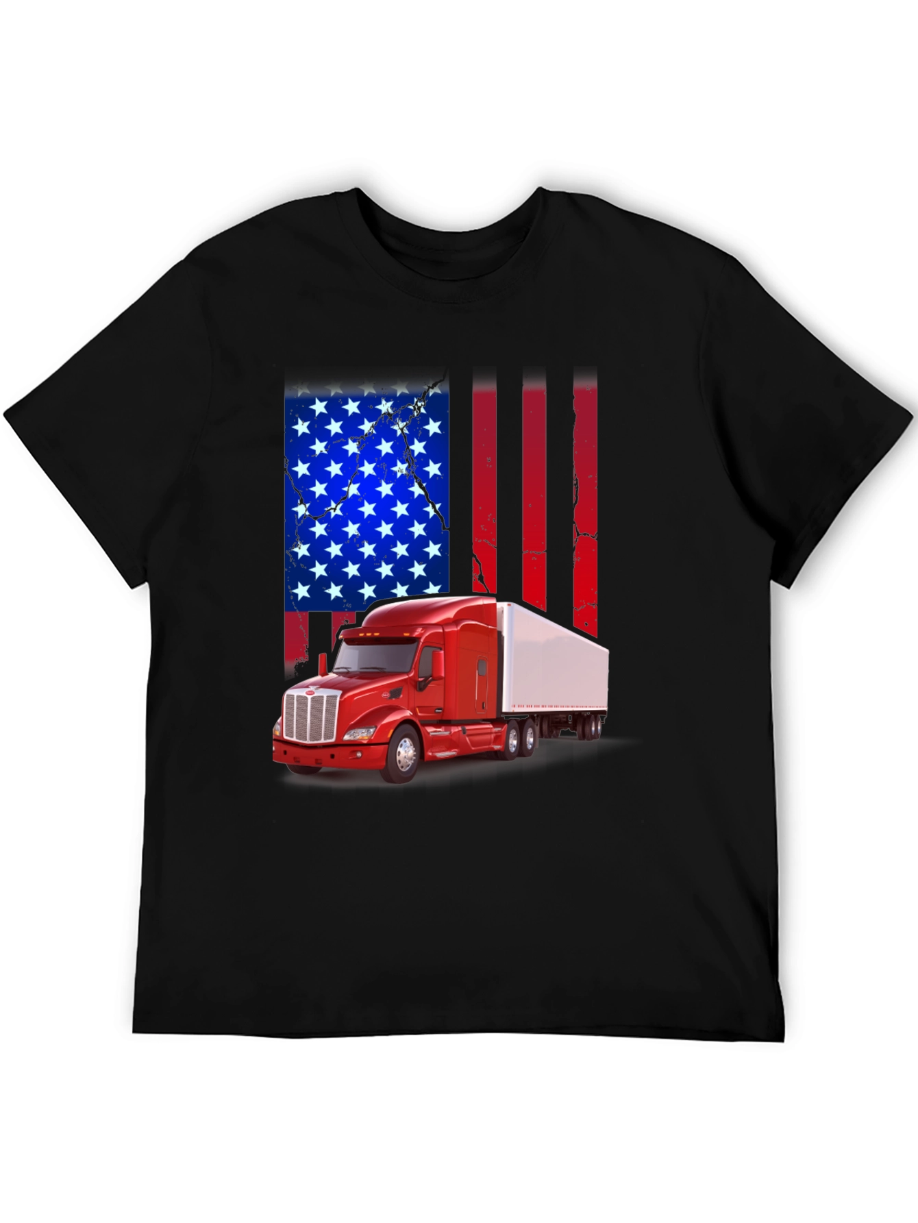 American Flag Trucker T-Shirt - Patriotic Design