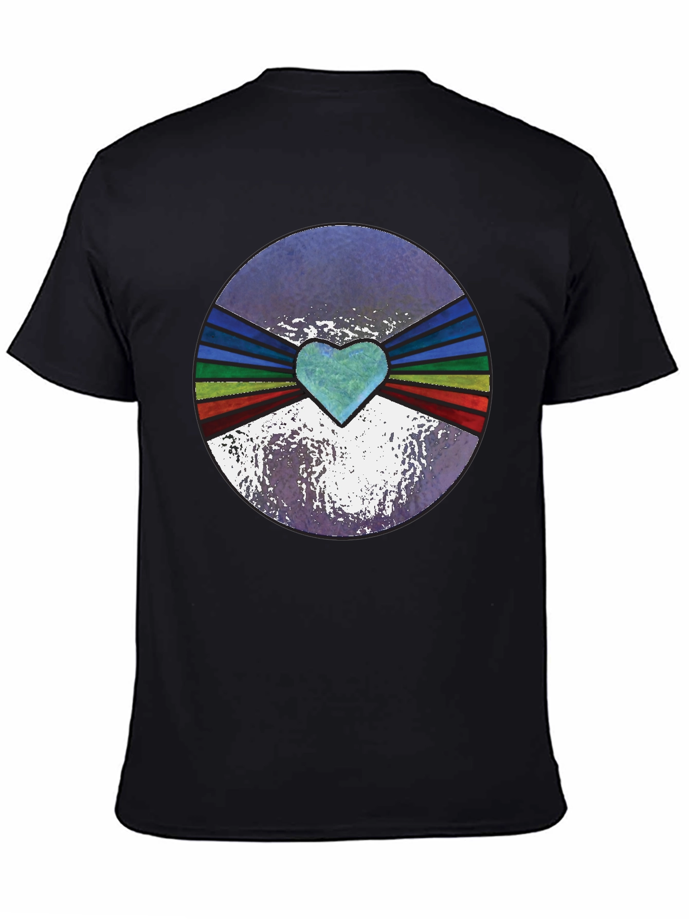 Retro Heartburst Graphic Tee - Black Cotton Blend
