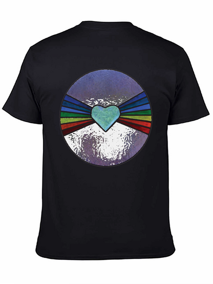 Retro Heartburst Graphic Tee - Black Cotton Blend