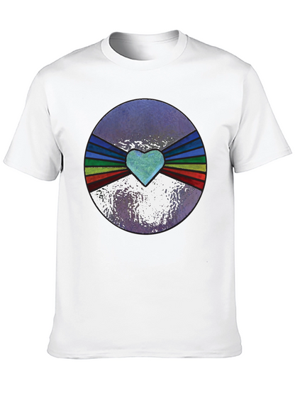 Retro Heartburst Graphic Tee - Black Cotton Blend