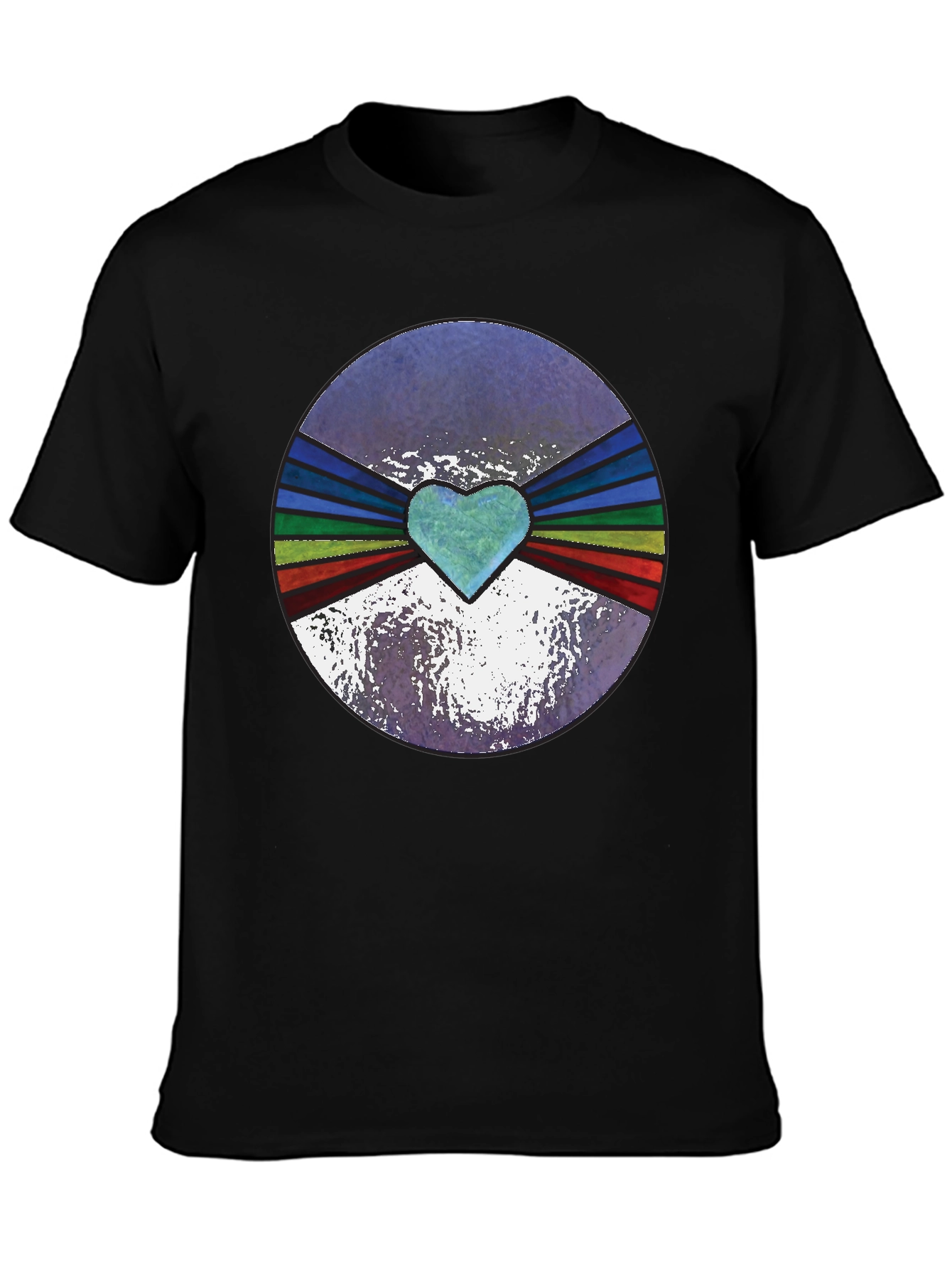Retro Heartburst Graphic Tee - Black Cotton Blend