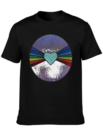 Retro Heartburst Graphic Tee - Black Cotton Blend