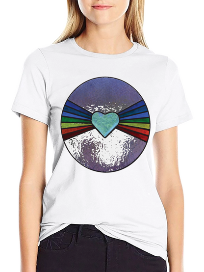 Retro Heartburst Graphic Tee - Black Cotton Blend