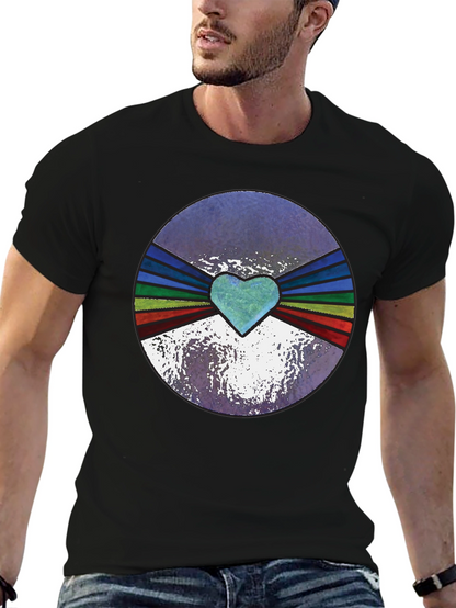 Retro Heartburst Graphic Tee - Black Cotton Blend
